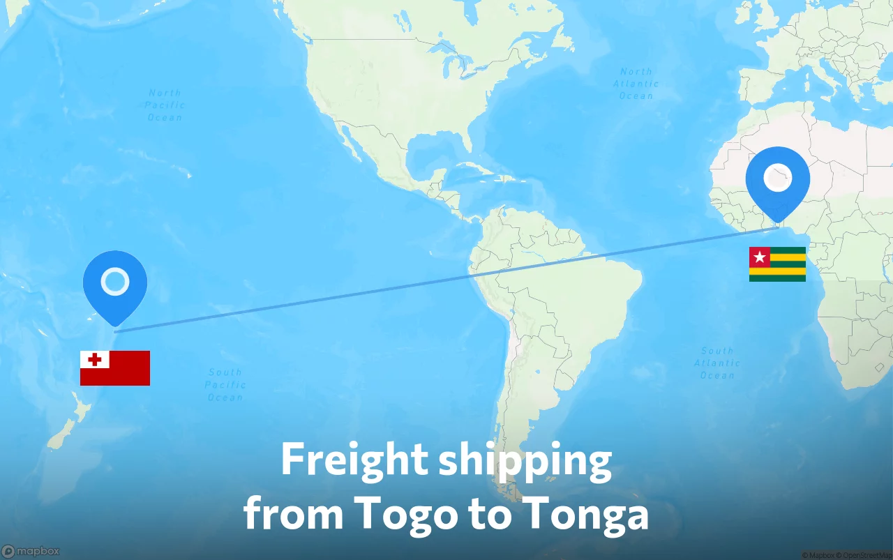 Shipping route from Togo to Tonga