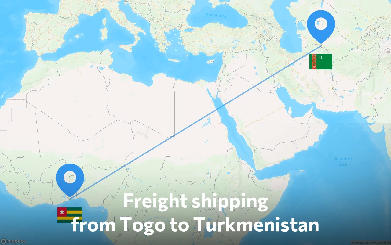 Shipping route from Togo to Turkmenistan
