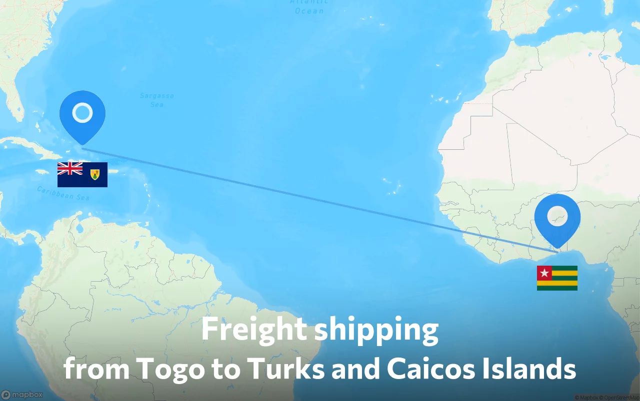 Shipping route from Togo to Turks and Caicos Islands