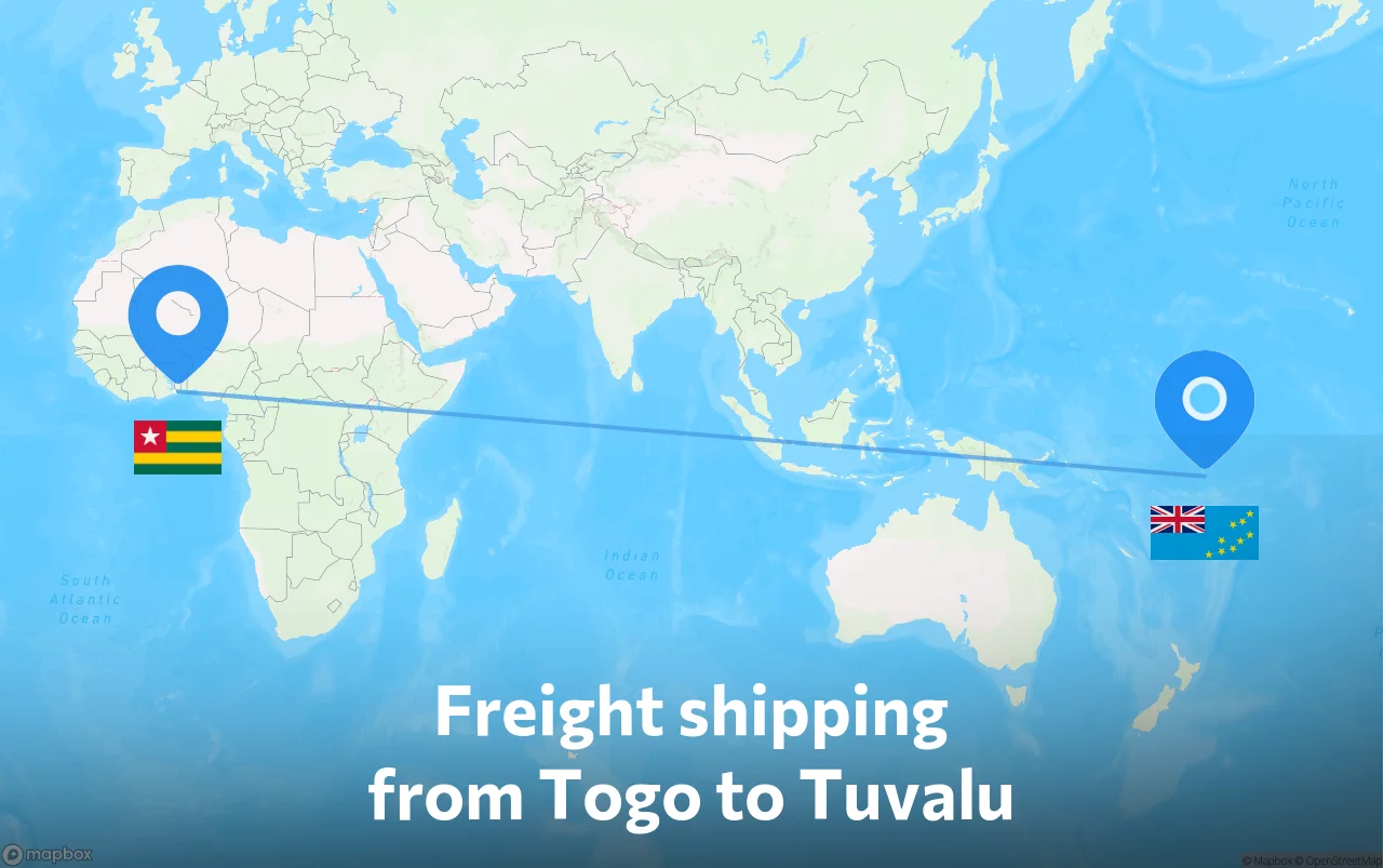Shipping route from Togo to Tuvalu