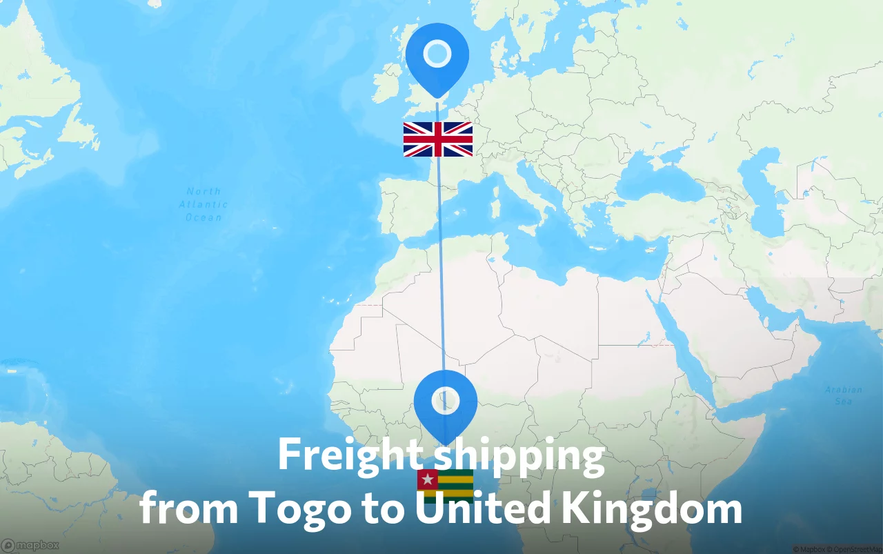 Shipping route from Togo to United Kingdom