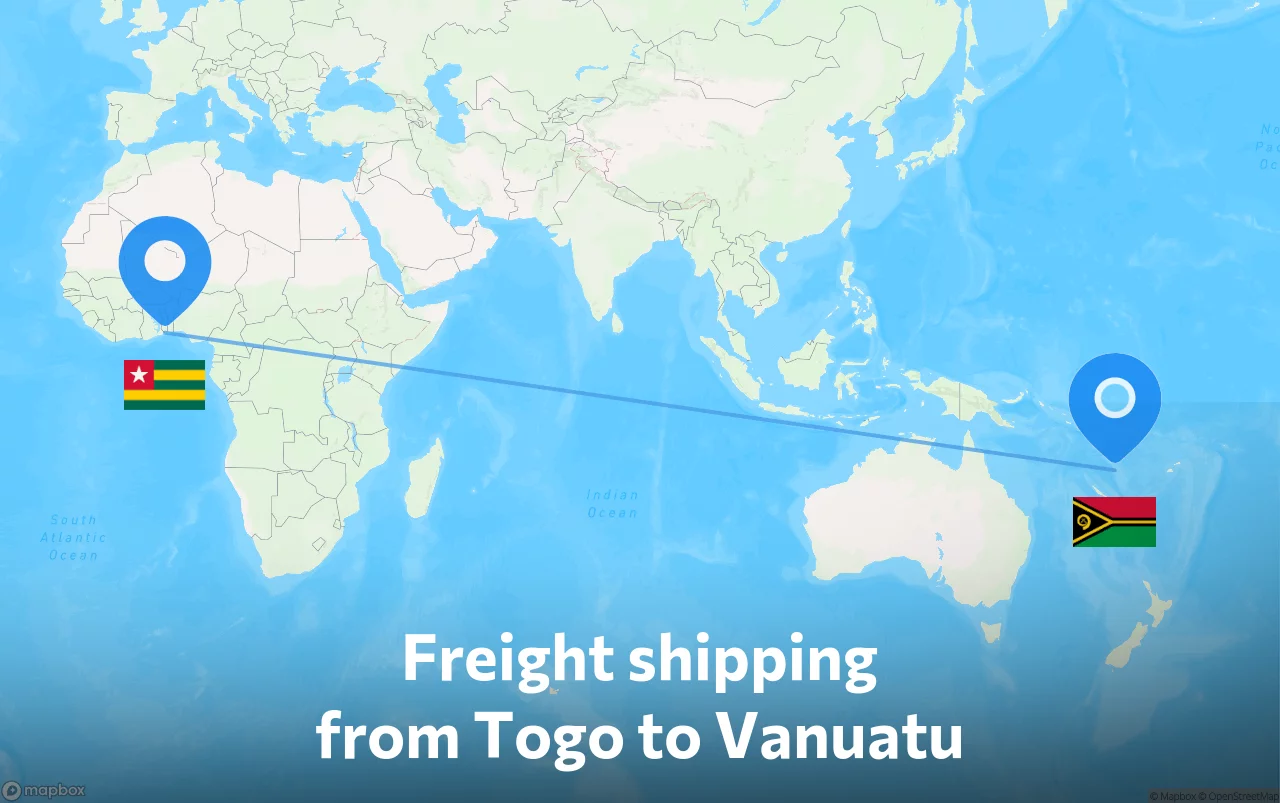 Shipping route from Togo to Vanuatu