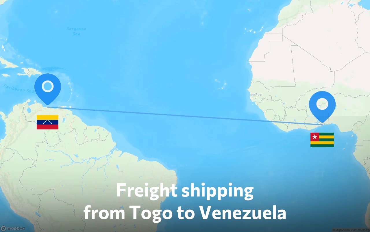 Shipping route from Togo to Venezuela