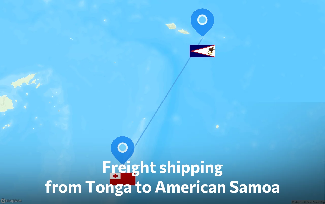 Shipping route from Tonga to American Samoa