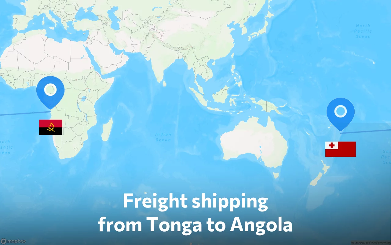 Shipping route from Tonga to Angola