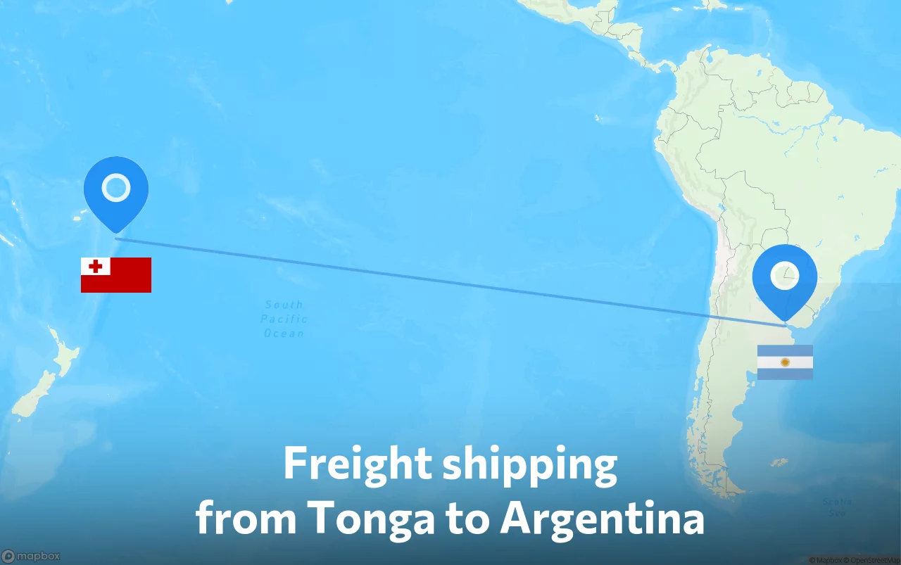 Shipping route from Tonga to Argentina