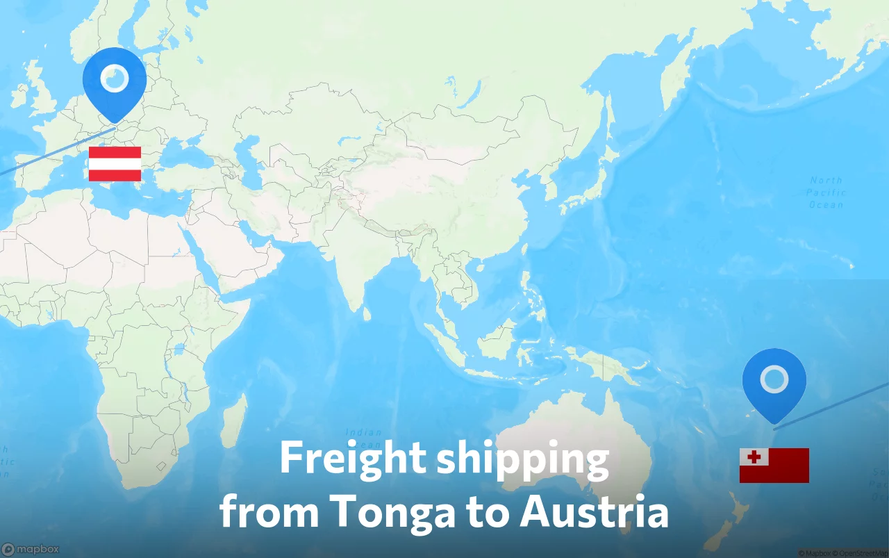 Shipping route from Tonga to Austria