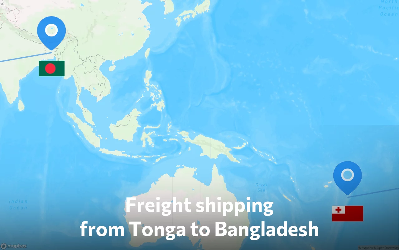 Shipping route from Tonga to Bangladesh