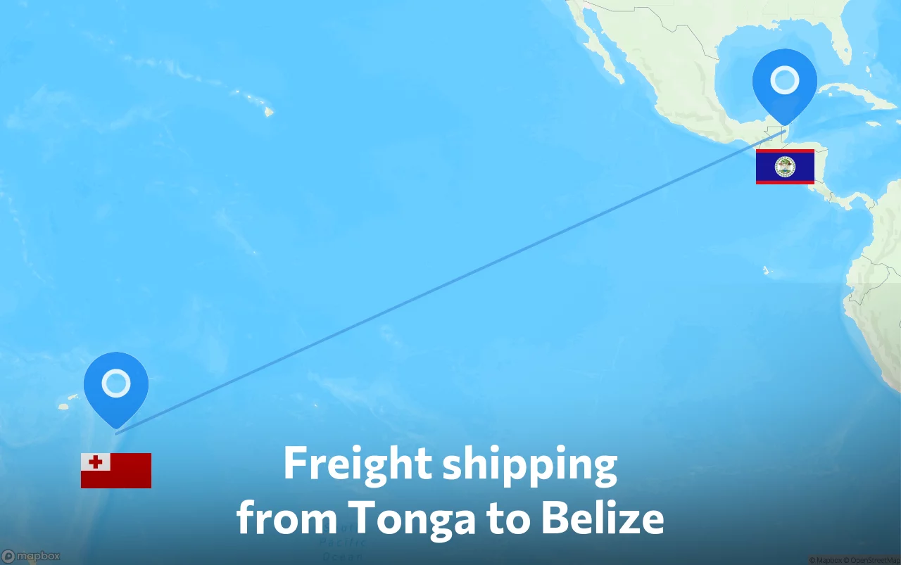 Shipping route from Tonga to Belize