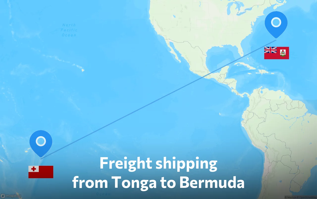 Shipping route from Tonga to Bermuda