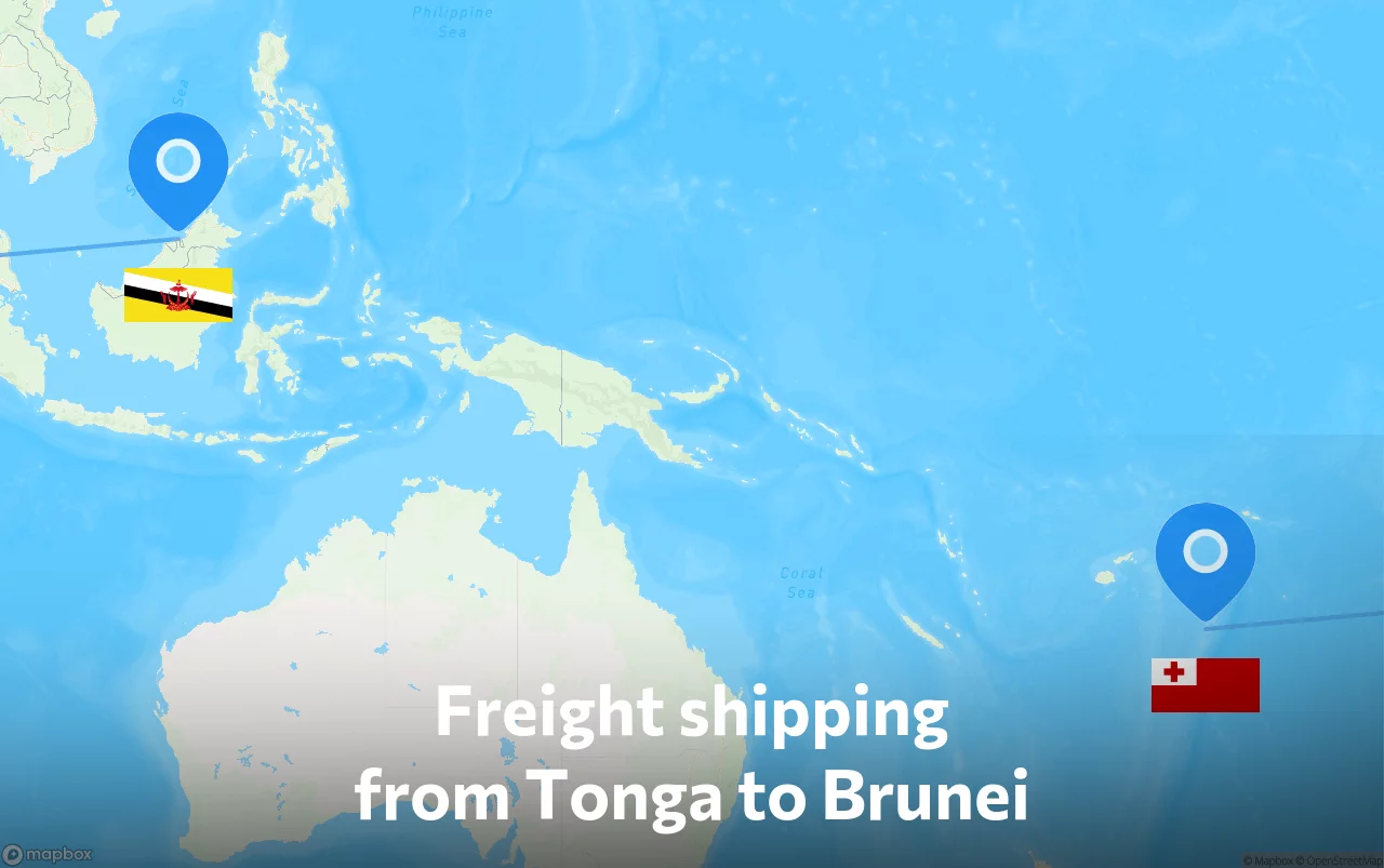 Shipping route from Tonga to Brunei