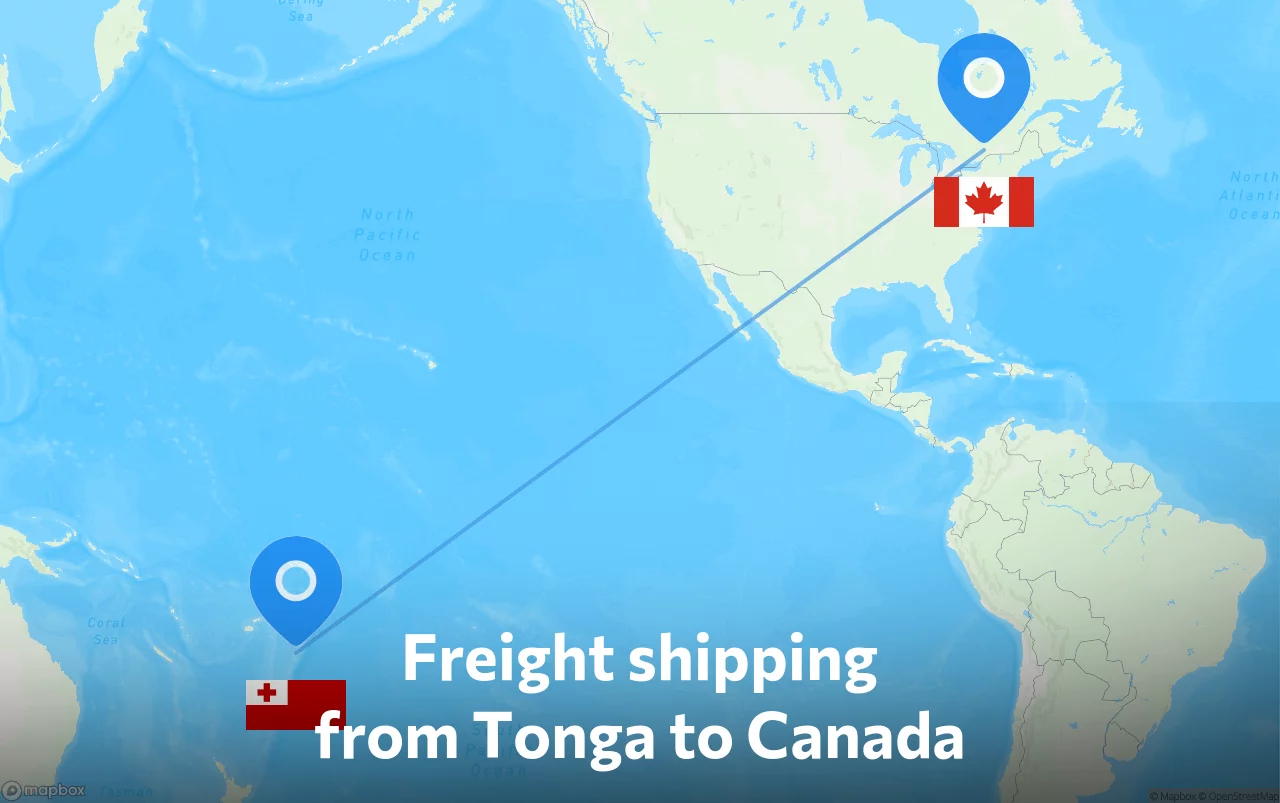 Shipping route from Tonga to Canada