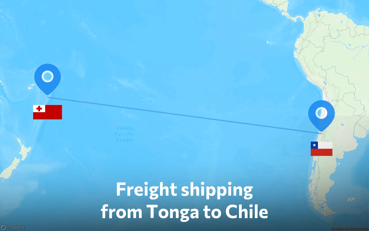 Shipping route from Tonga to Chile
