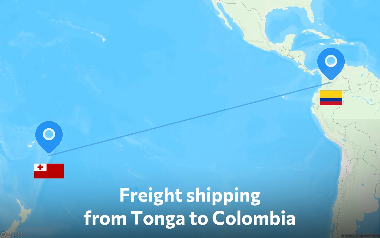 Shipping route from Tonga to Colombia