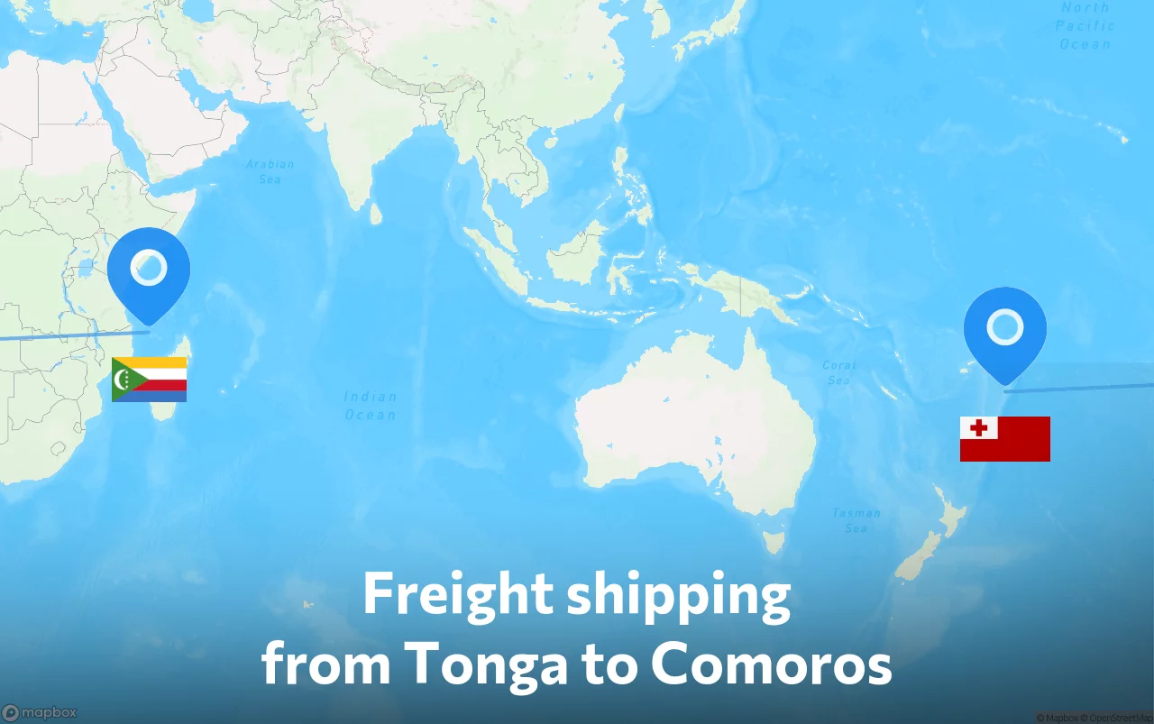 Shipping route from Tonga to Comoros
