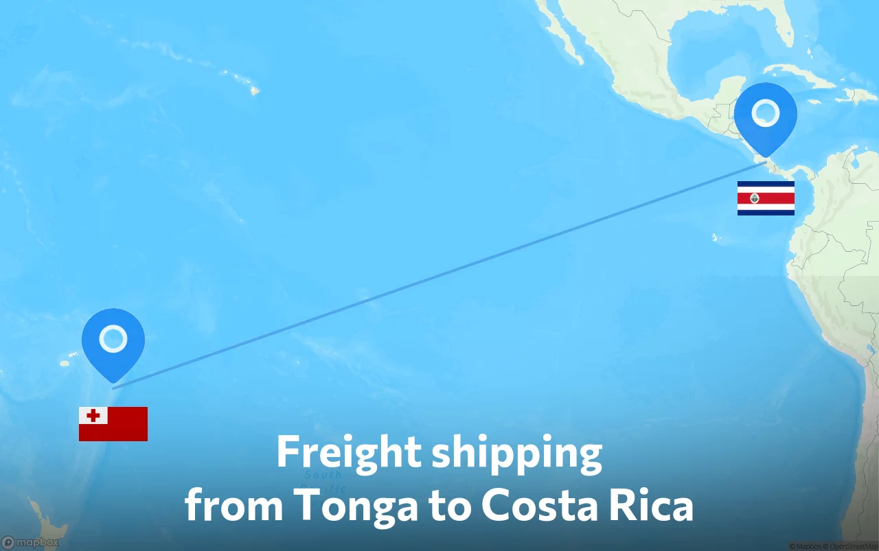 Shipping route from Tonga to Costa Rica
