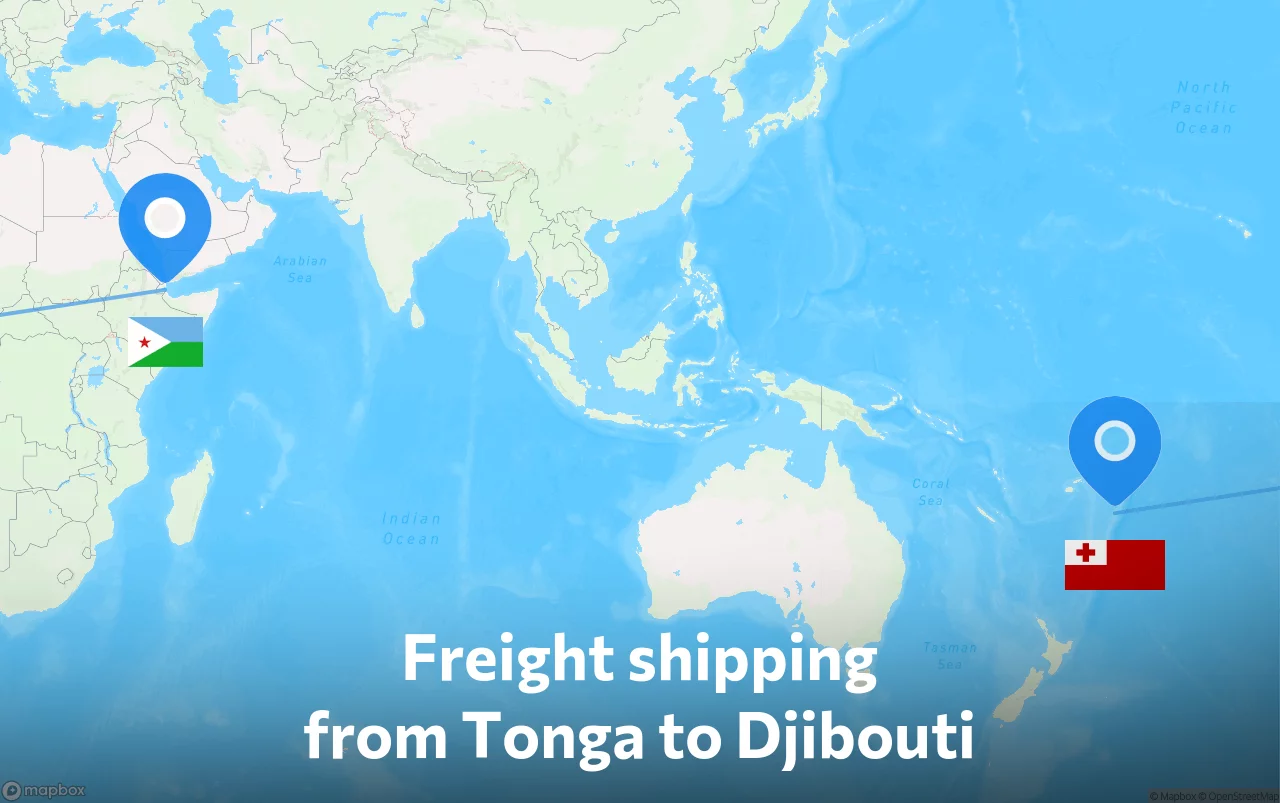 Shipping route from Tonga to Djibouti