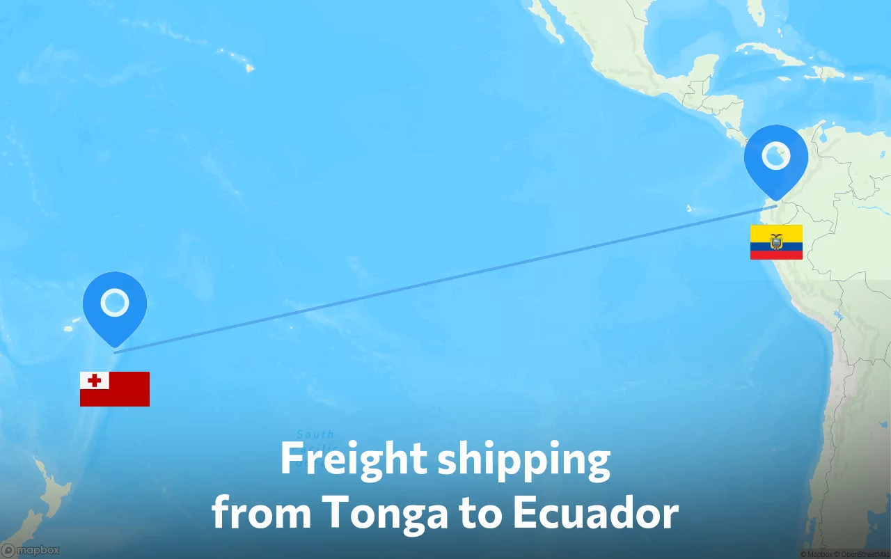 Shipping route from Tonga to Ecuador