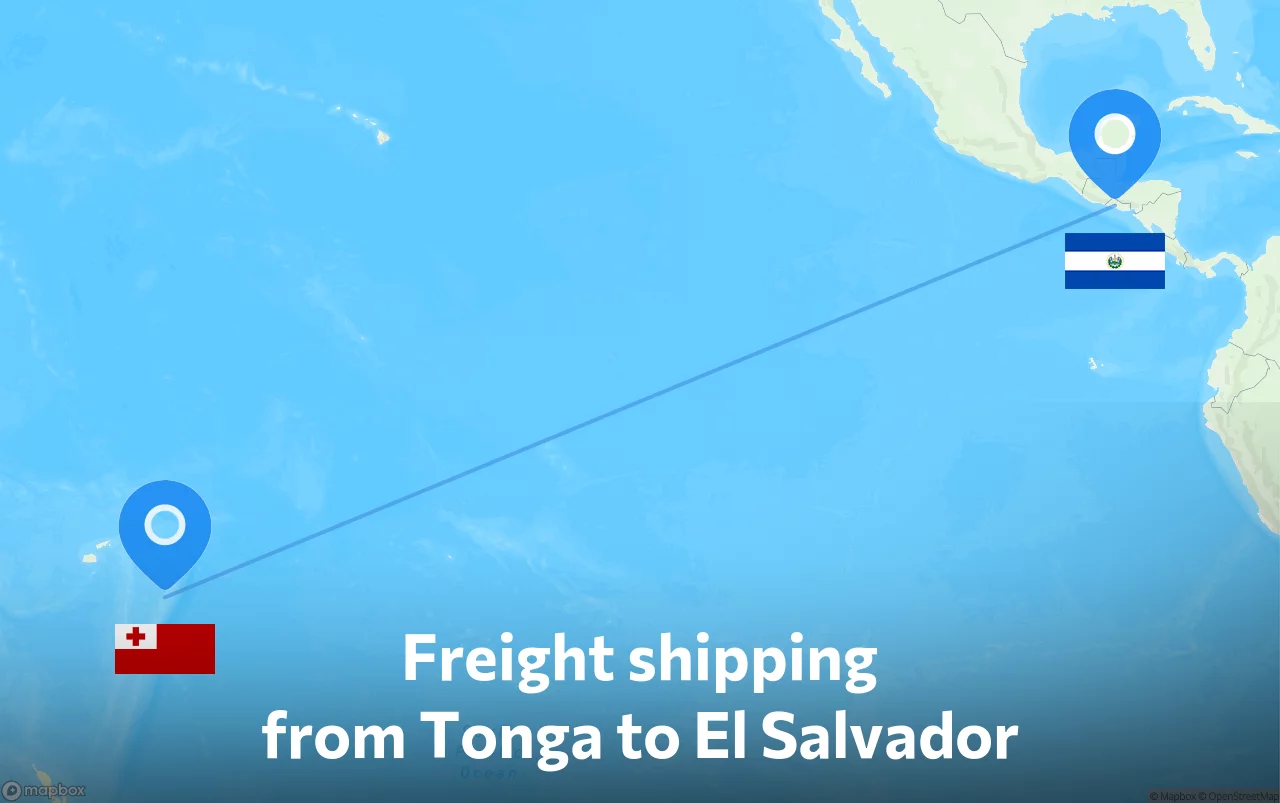 Shipping route from Tonga to El Salvador