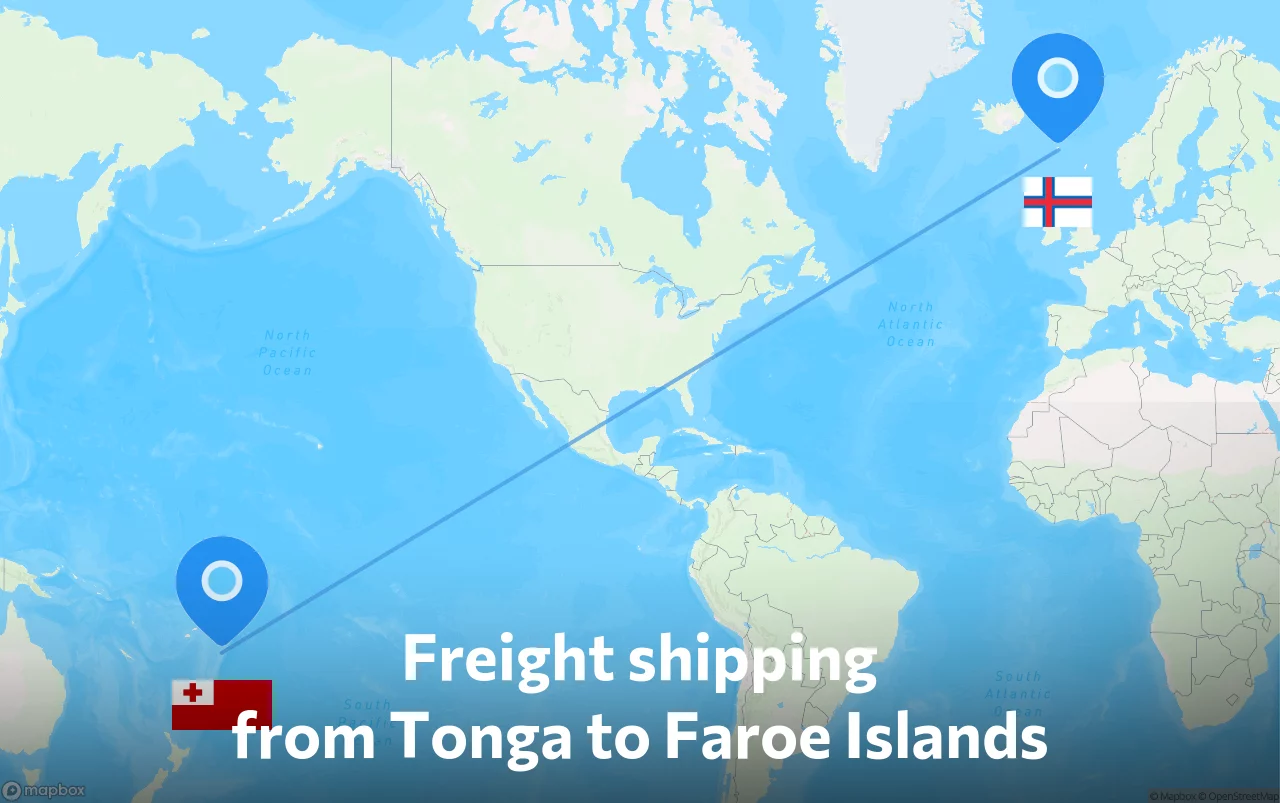 Shipping route from Tonga to Faroe Islands