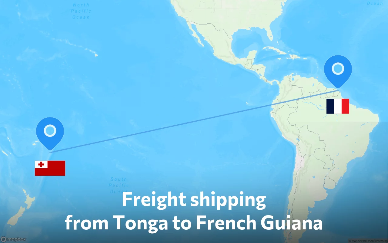 Shipping route from Tonga to French Guiana