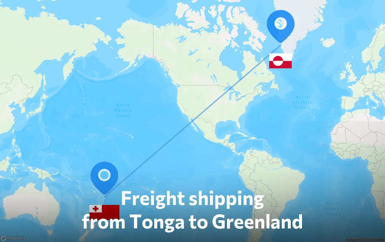 Shipping route from Tonga to Greenland