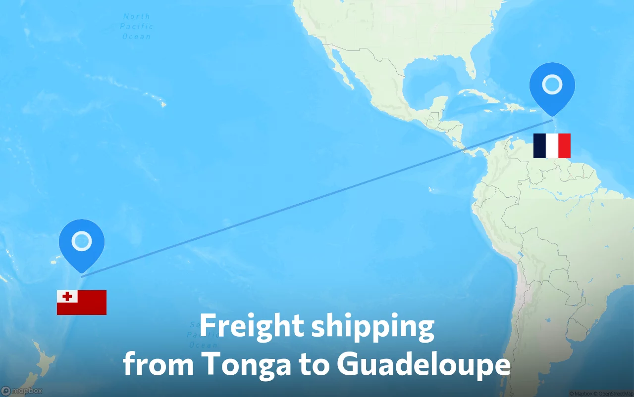 Shipping route from Tonga to Guadeloupe