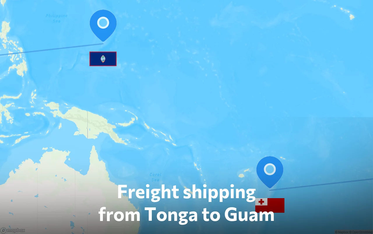 Shipping route from Tonga to Guam