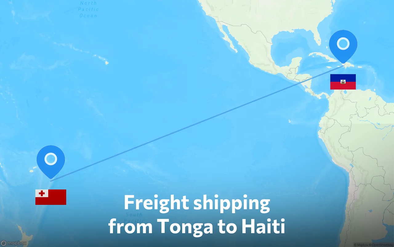 Shipping route from Tonga to Haiti