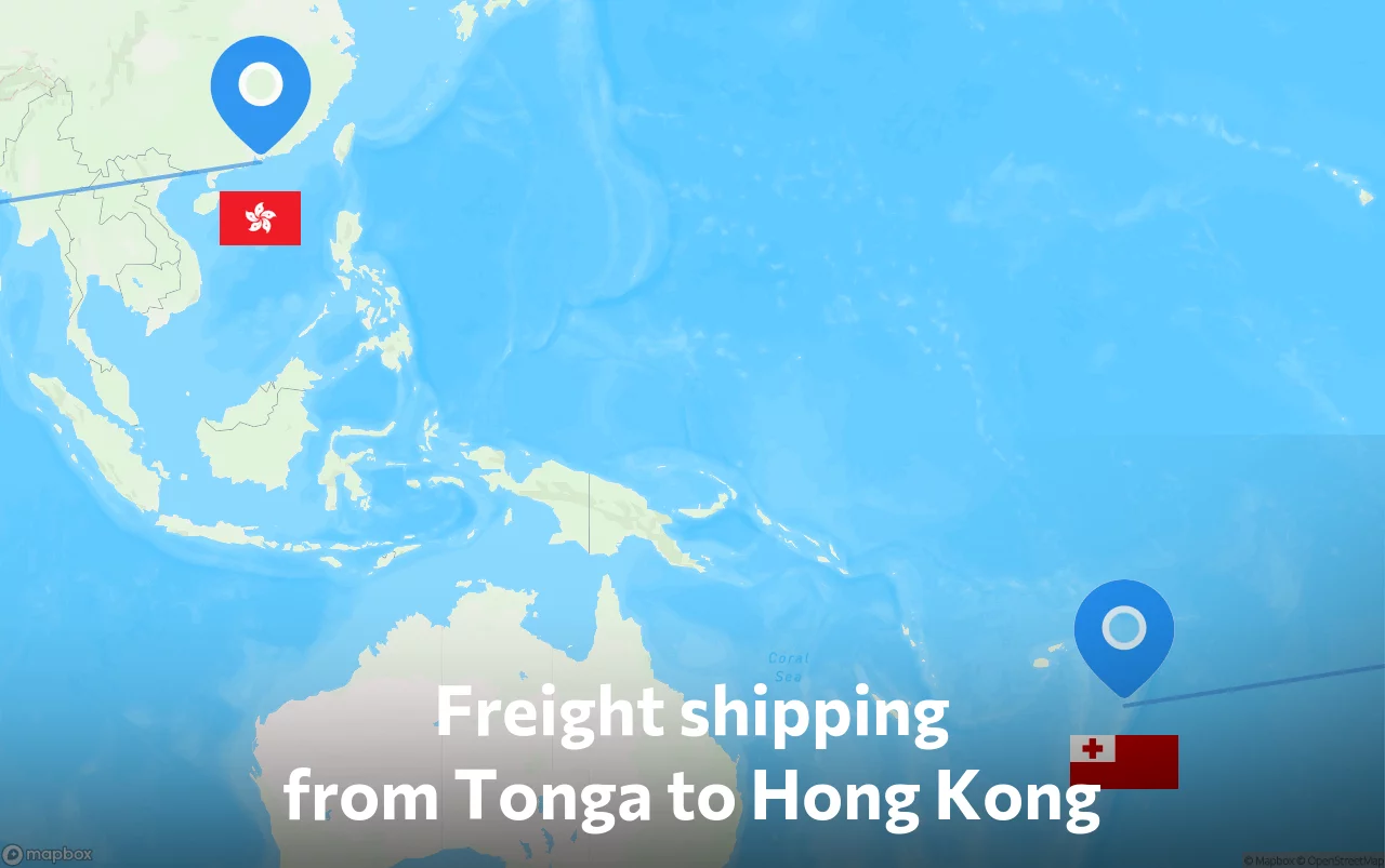 Shipping route from Tonga to Hong Kong