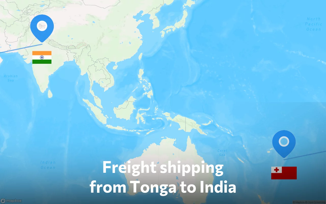 Shipping route from Tonga to India