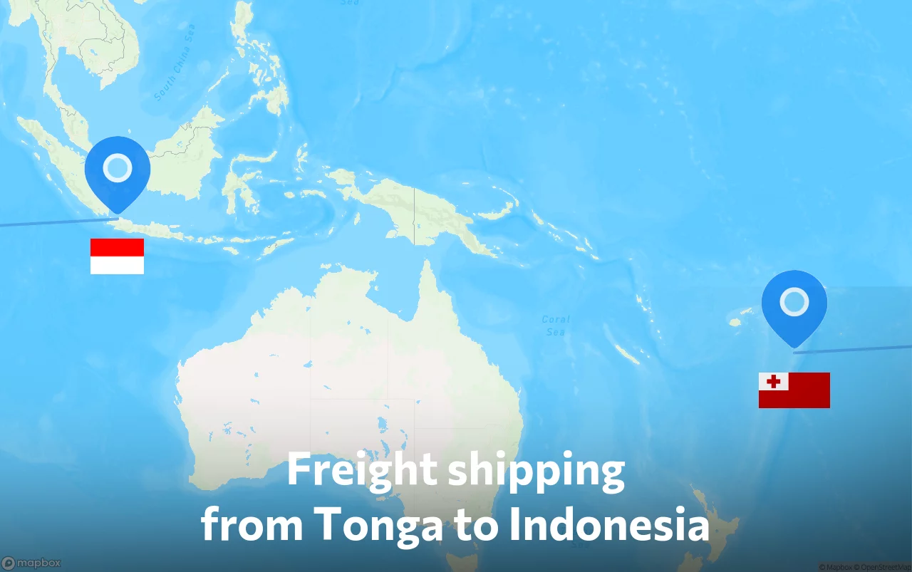 Shipping route from Tonga to Indonesia