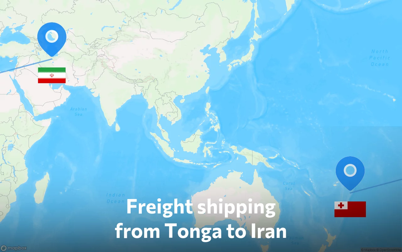 Shipping route from Tonga to Iran