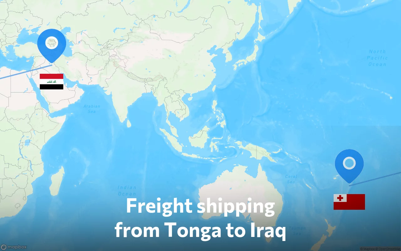 Shipping route from Tonga to Iraq
