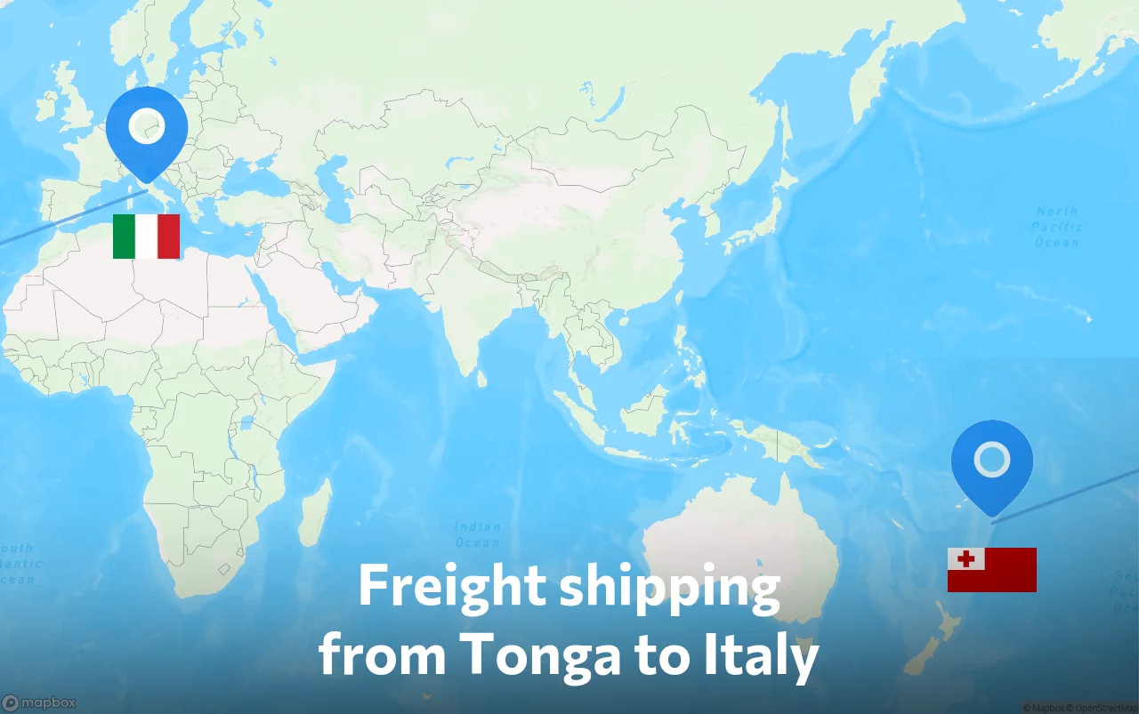 Shipping route from Tonga to Italy