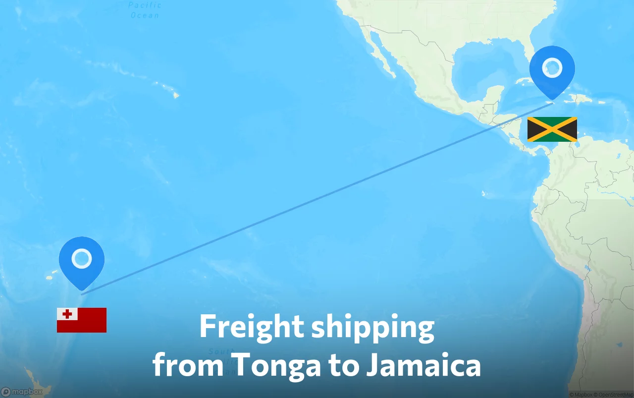 Shipping route from Tonga to Jamaica