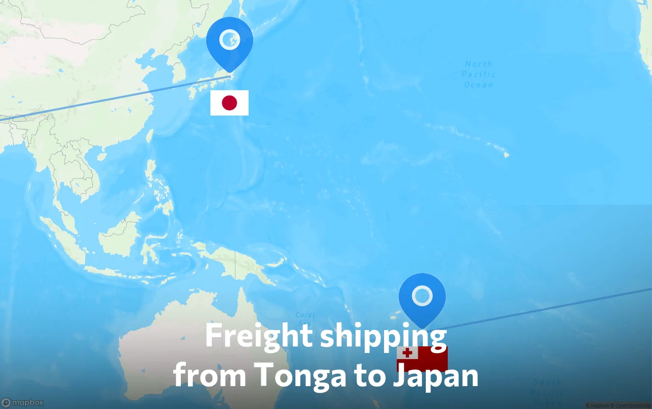 Shipping route from Tonga to Japan