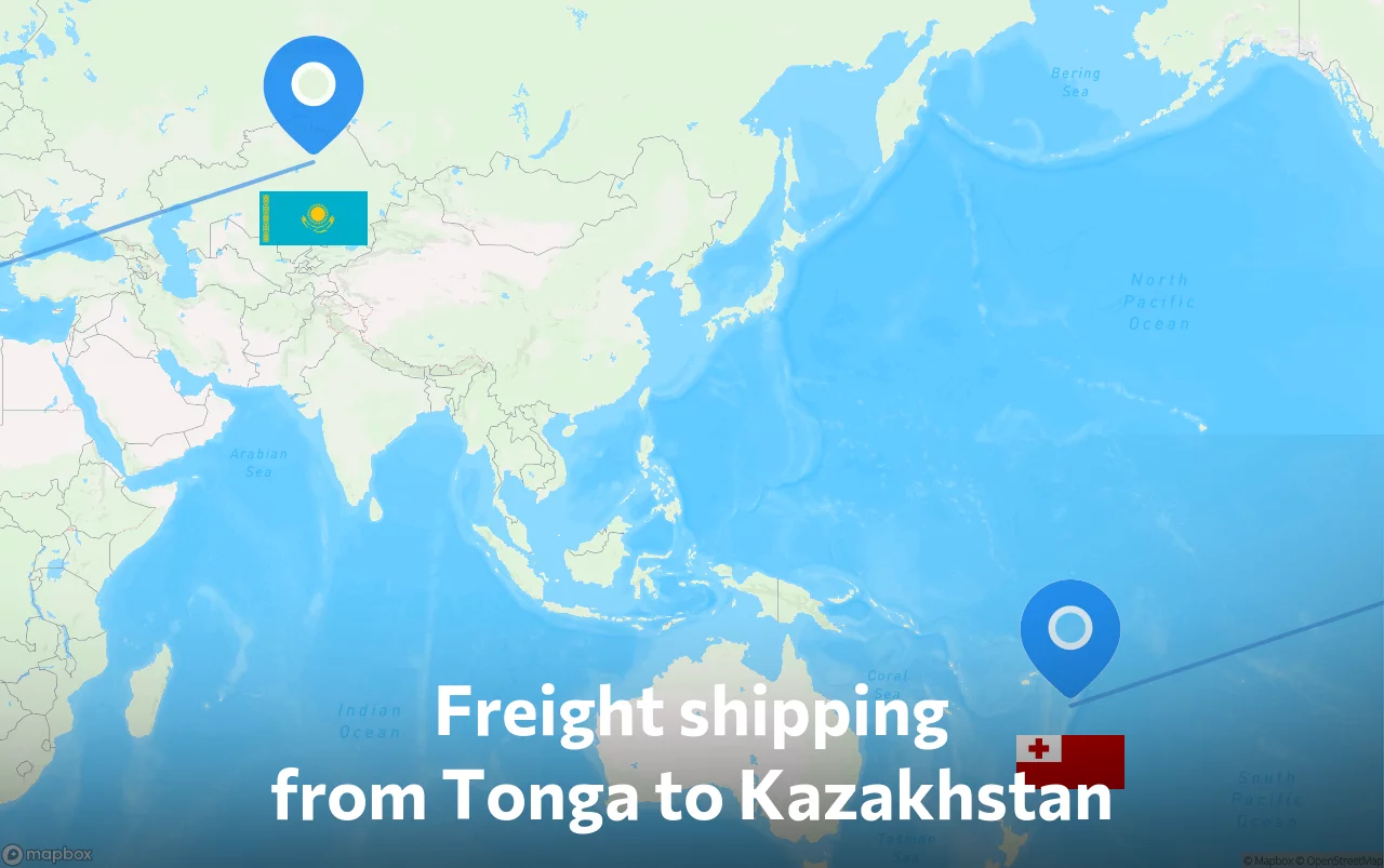 Shipping route from Tonga to Kazakhstan