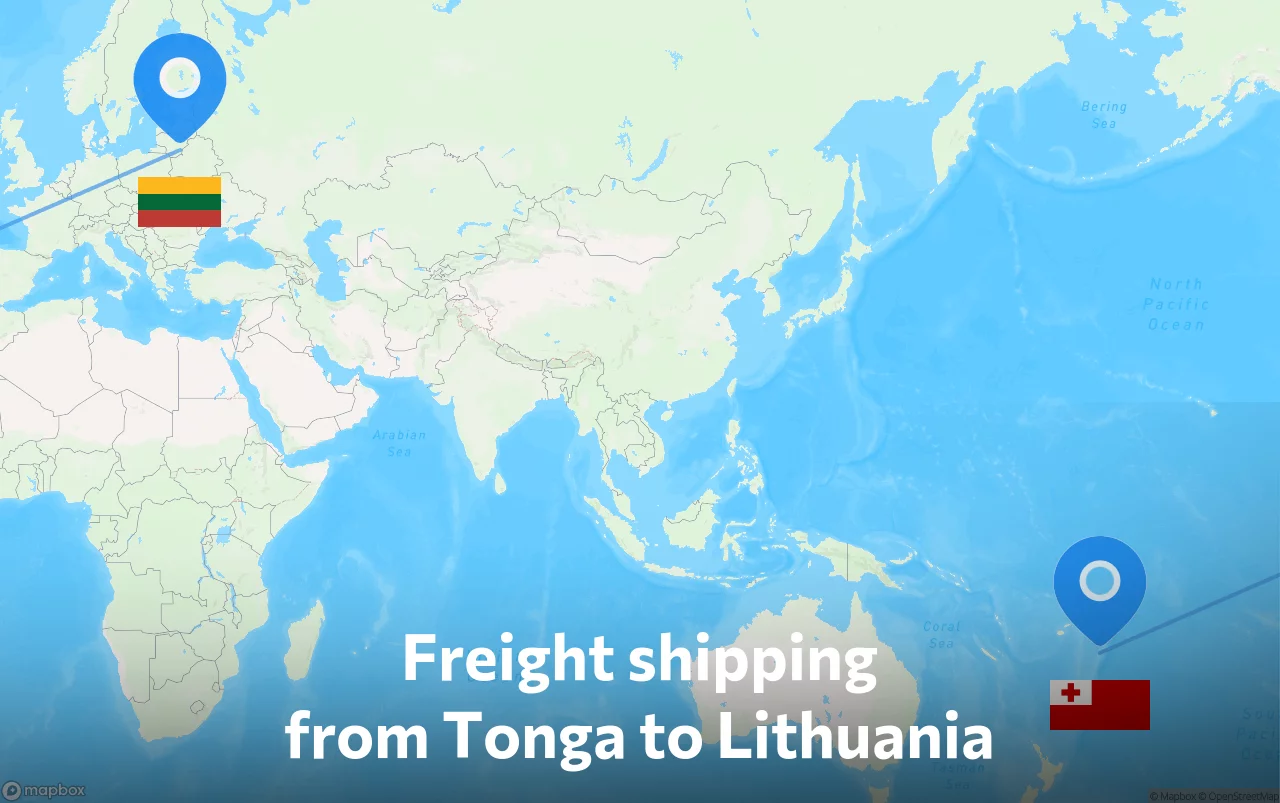 Shipping route from Tonga to Lithuania