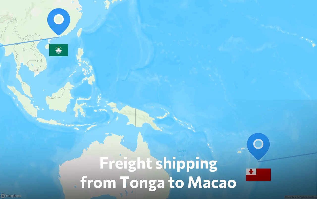 Shipping route from Tonga to Macao