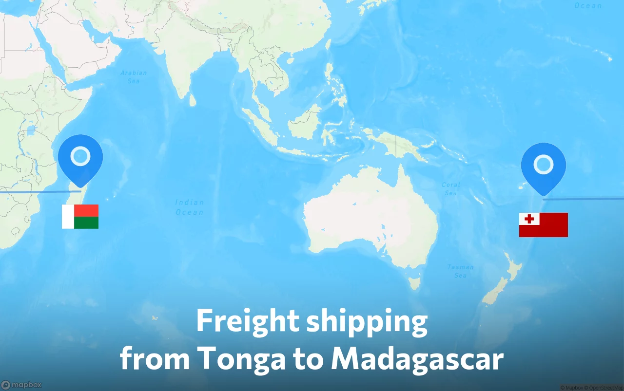 Shipping route from Tonga to Madagascar