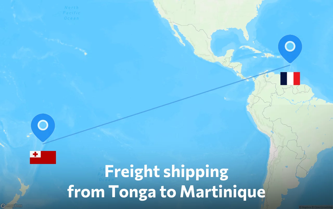 Shipping route from Tonga to Martinique