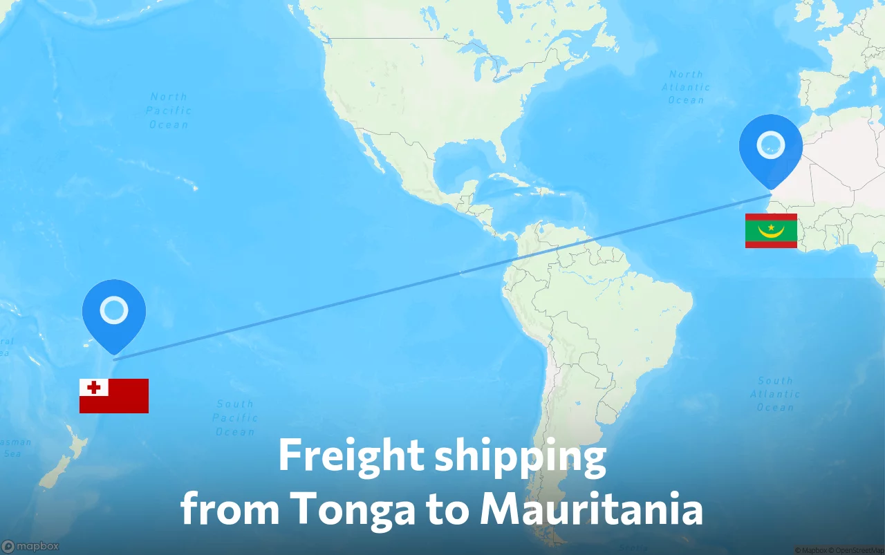 Shipping route from Tonga to Mauritania