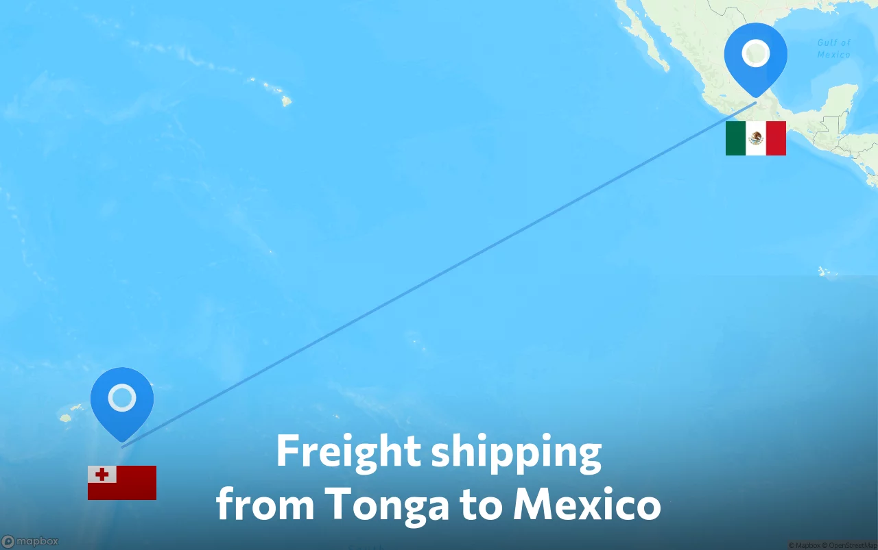 Shipping route from Tonga to Mexico