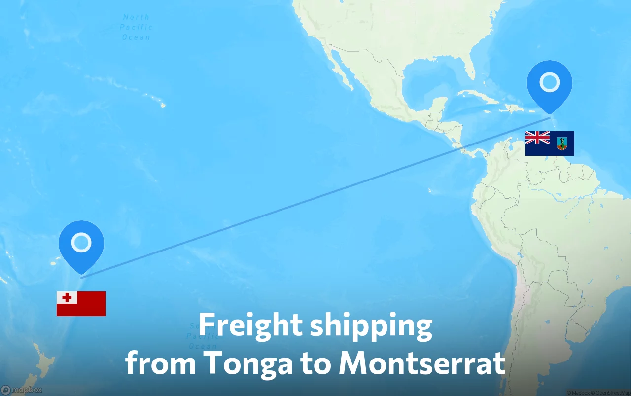 Shipping route from Tonga to Montserrat