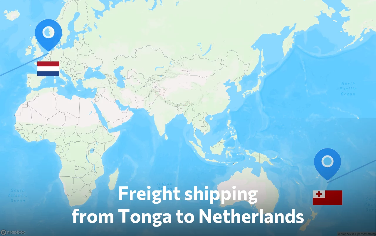 Shipping route from Tonga to Netherlands