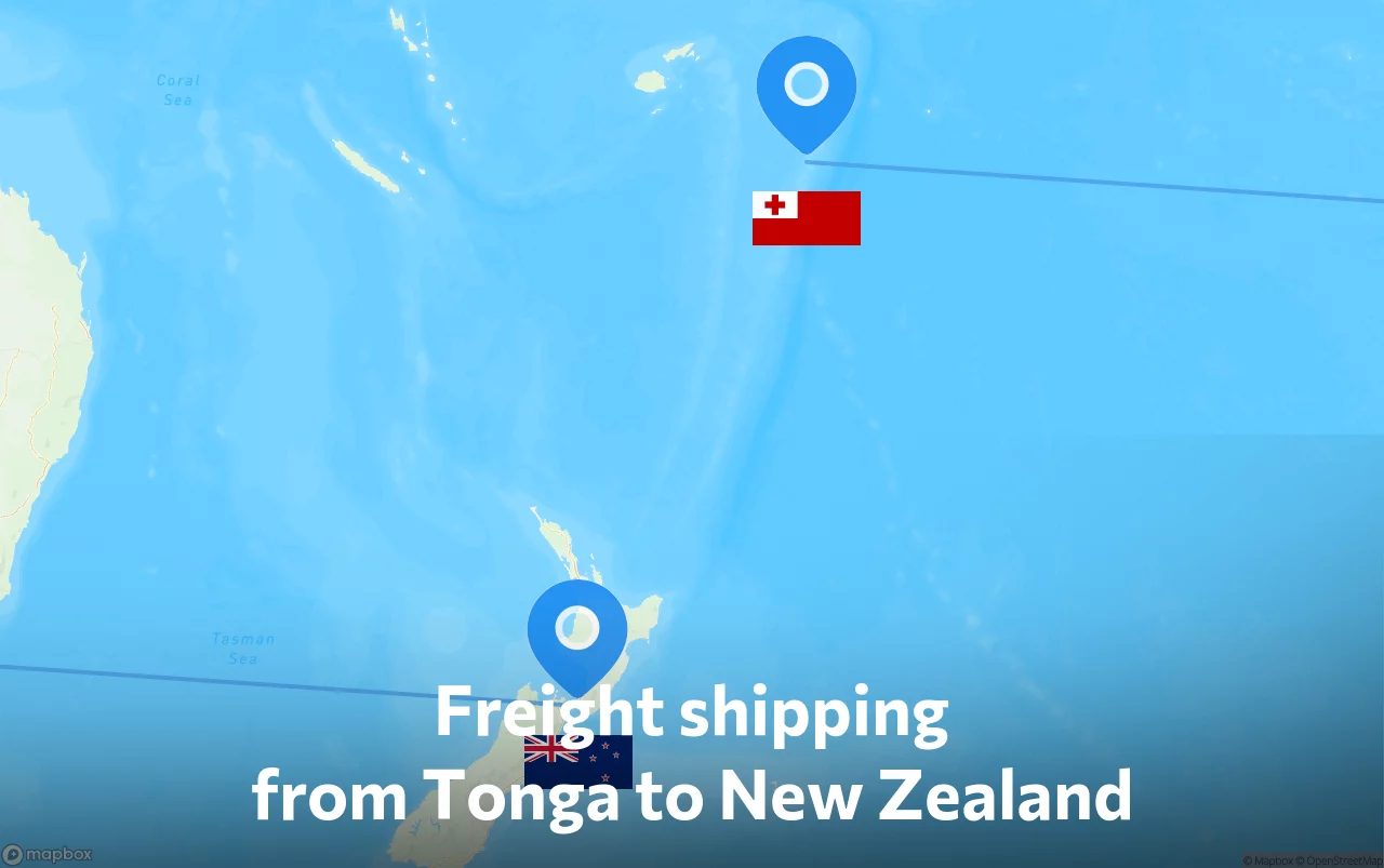 Shipping route from Tonga to New Zealand