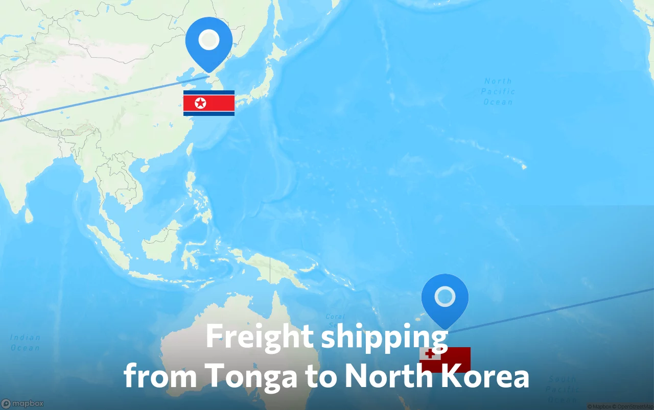 Shipping route from Tonga to North Korea
