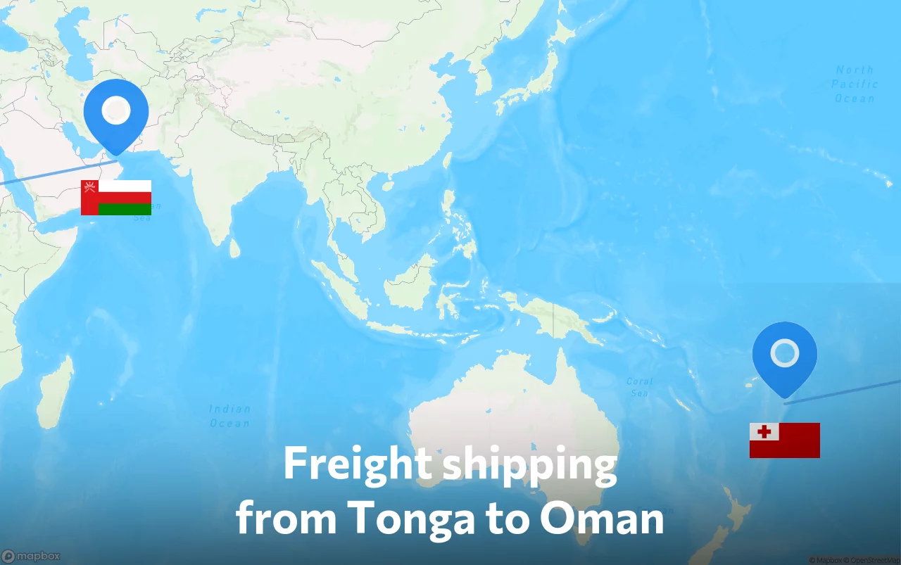 Shipping route from Tonga to Oman