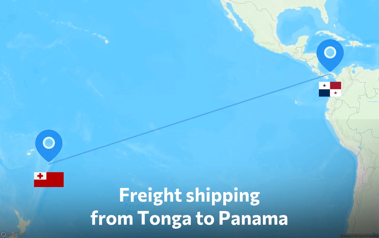 Shipping route from Tonga to Panama